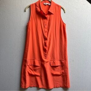 Zoe & Sam 100% Silk Orange Sleeveless Button-Down Dress Sz S